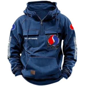 Timeless Retro Car Hoodie Tactical Quarter Zip, Hoodie Exclusive Logo For Timeless Retro Car Lovers CAR164022425179 - Dark Blue