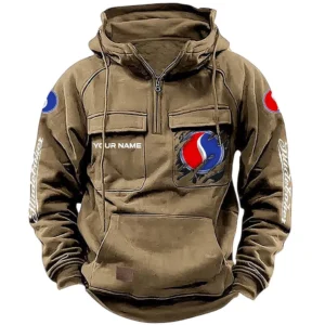 Timeless Retro Car Hoodie Tactical Quarter Zip, Hoodie Exclusive Logo For Timeless Retro Car Lovers CAR164022425179 - Khaki