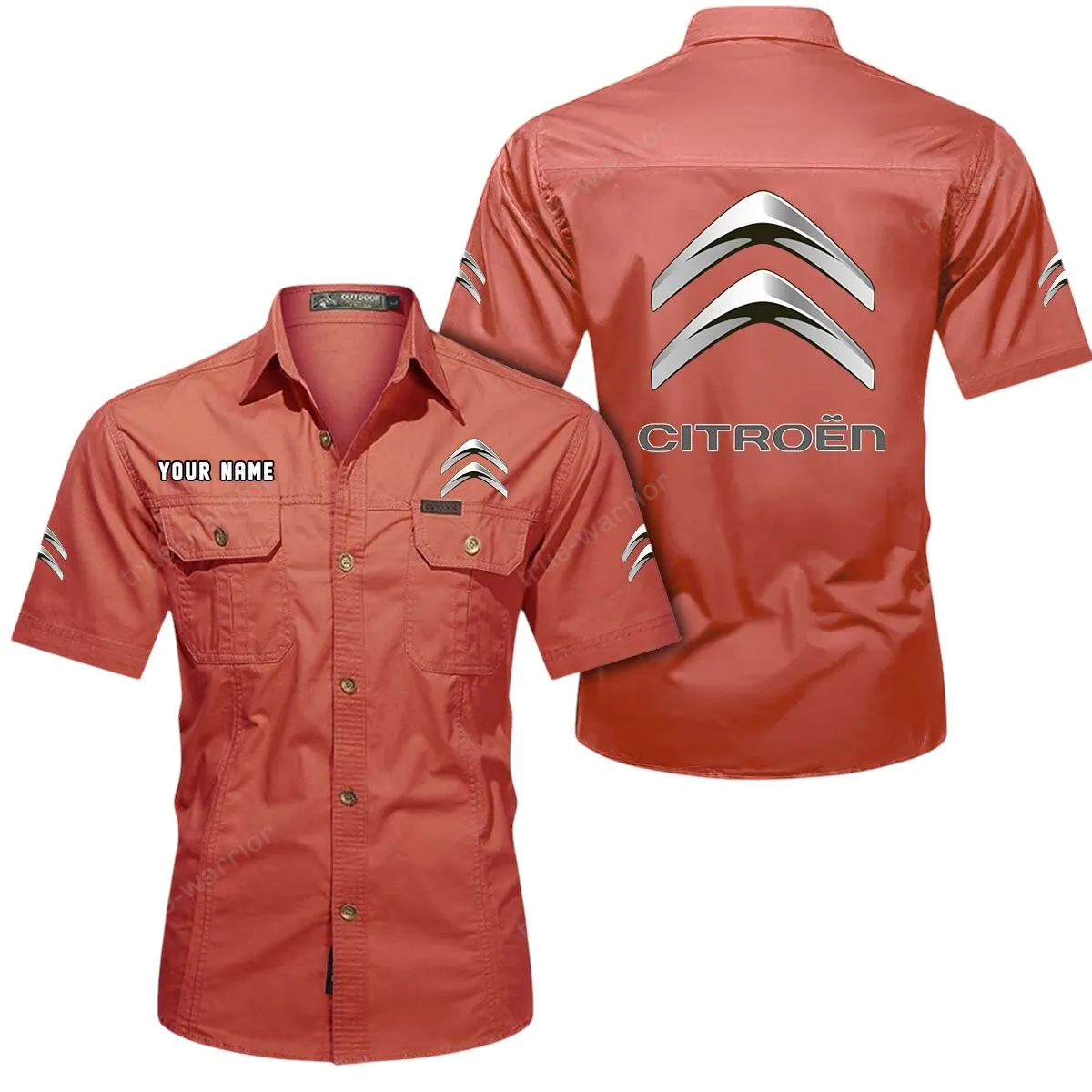 SUV Car Lovers Gift Short Sleeved Shirt, Button Up Shirt Exclusive Logo For Car Owners CAR444052625959 - Red