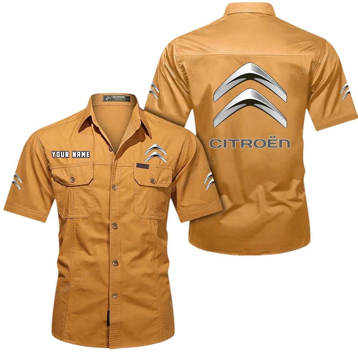 SUV Car Lovers Gift Short Sleeved Shirt, Button Up Shirt Exclusive Logo For Car Owners CAR444052625959 - Turmeric