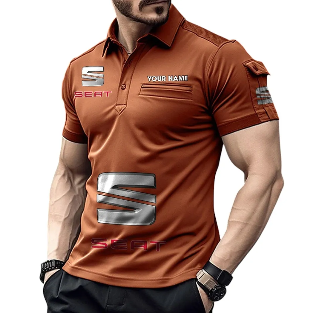 SUV Fans Gift Pocket Polo Shirt, Polo Shirt Exclusive Logo For SUV Fan, Custom Name CAR450051325391 - Orange
