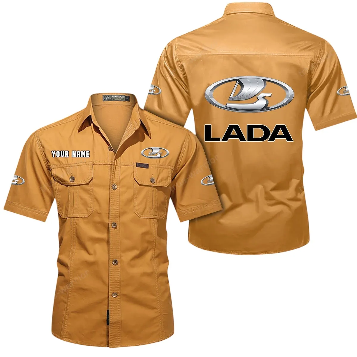 SUV Lovers Gift Short Sleeved Shirt, Button Up Shirt Exclusive Logo For Car Owners CAR444052625949 - Turmeric