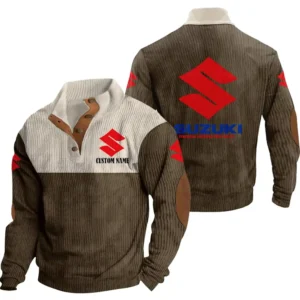 Classic Car Men's Stand Up Collar Base Shirt, Collar Hoodie Exclusive Logo For Car Motorcycles Fans CAR20012176 - Brown