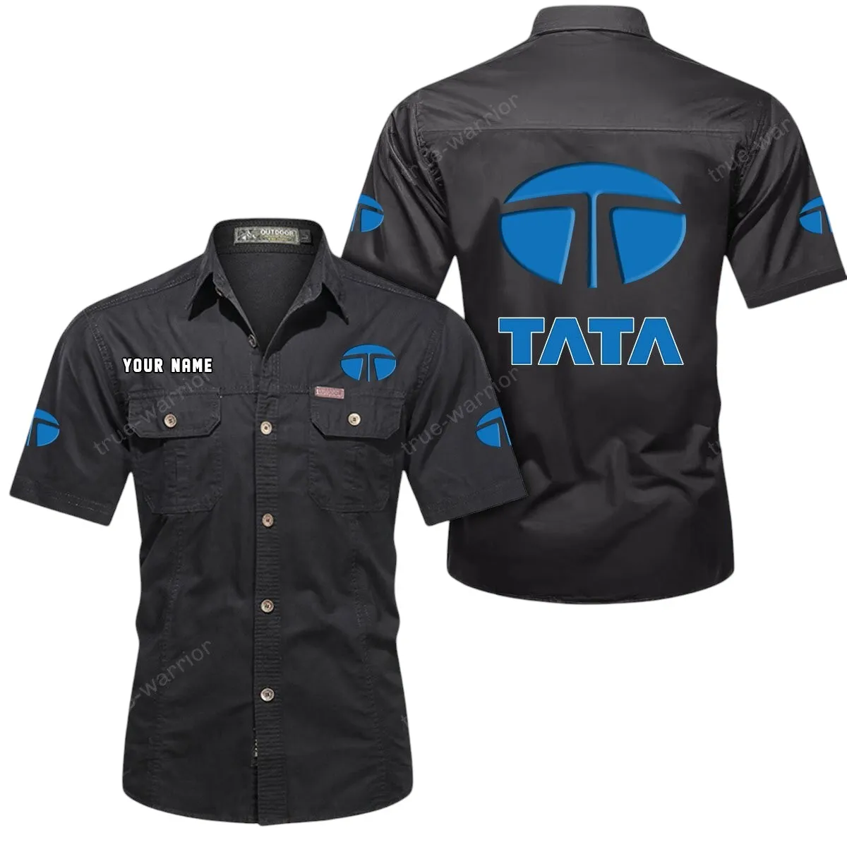 Tata Lovers Gift Short Sleeved Shirt, Button Up Shirt Exclusive Logo For Car Owners CAR444052625927 - Black