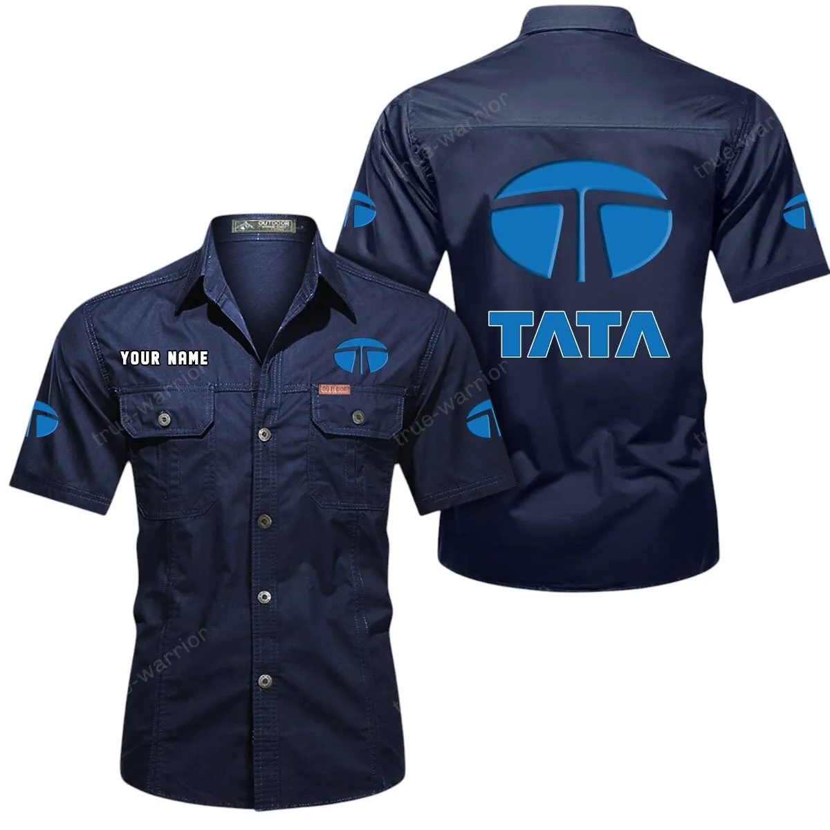 Tata Lovers Gift Short Sleeved Shirt, Button Up Shirt Exclusive Logo For Car Owners CAR444052625927 - Dark Blue