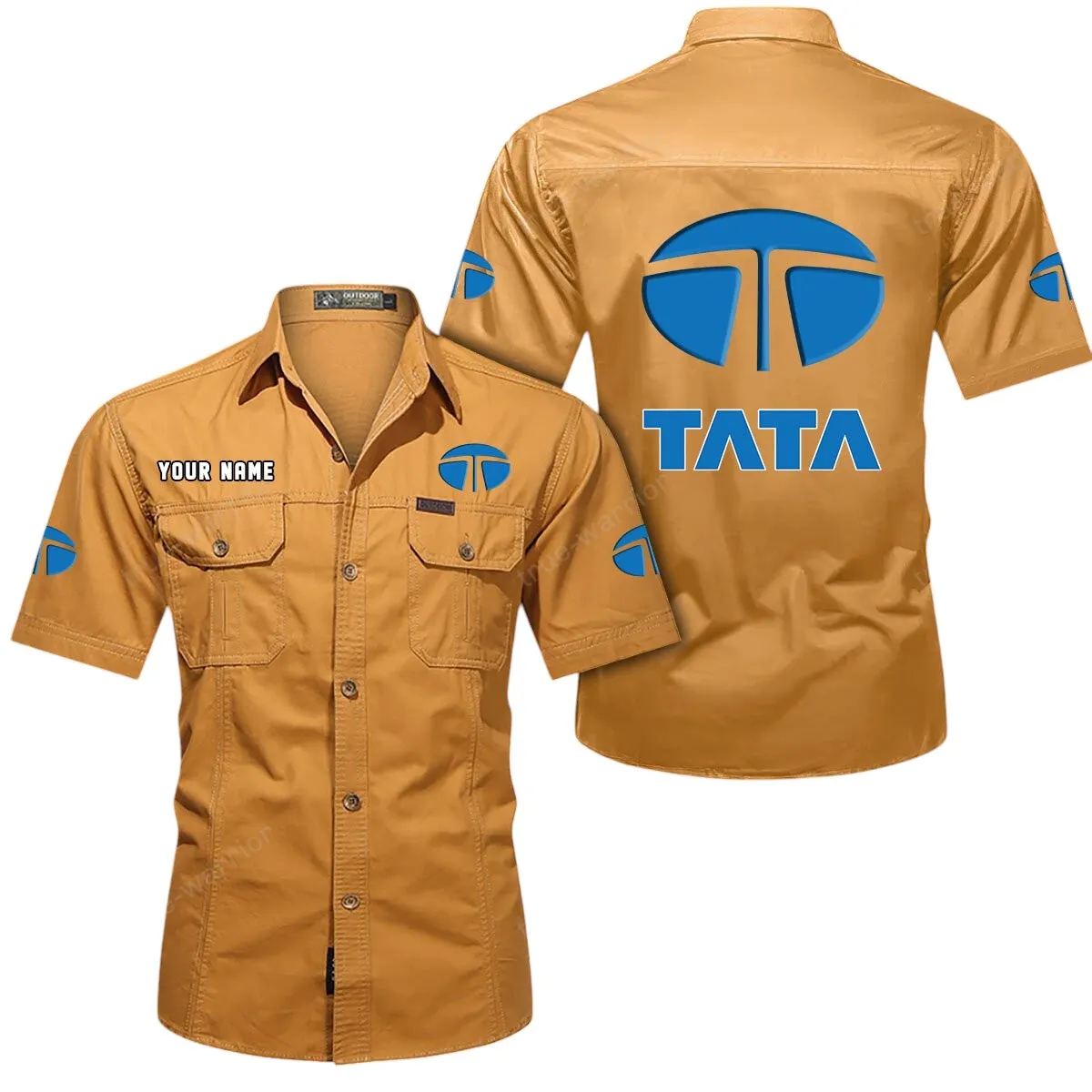 Tata Lovers Gift Short Sleeved Shirt, Button Up Shirt Exclusive Logo For Car Owners CAR444052625927 - Turmeric
