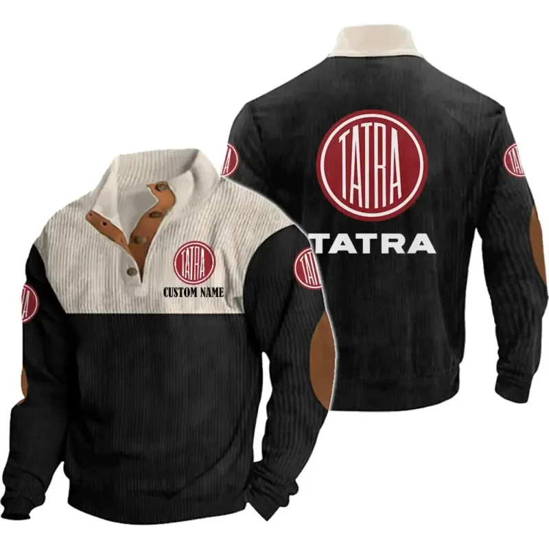 Tractors Men's Stand Up Collar Base Shirt, Collar Hoodie Exclusive Logo For Car Motorcycles Fans CAR20012177 - Black