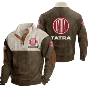 Tractors Men's Stand Up Collar Base Shirt, Collar Hoodie Exclusive Logo For Car Motorcycles Fans CAR20012177 - Brown