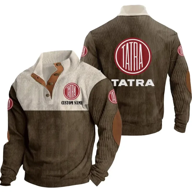 Tractors Men's Stand Up Collar Base Shirt, Collar Hoodie Exclusive Logo For Car Motorcycles Fans CAR20012177 - Brown