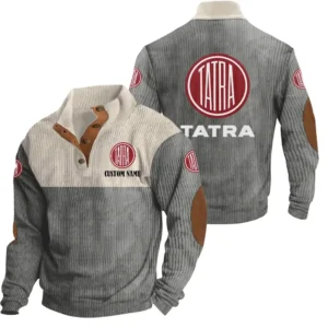 Tractors Men's Stand Up Collar Base Shirt, Collar Hoodie Exclusive Logo For Car Motorcycles Fans CAR20012177 - Grey