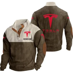 Auto Motors Men's Stand Up Collar Base Shirt, Collar Hoodie Exclusive Logo For Car Motorcycles Fans CAR20012178 - Brown