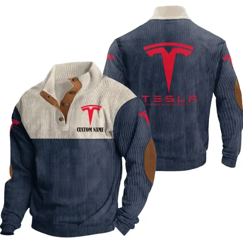 Auto Motors Men's Stand Up Collar Base Shirt, Collar Hoodie Exclusive Logo For Car Motorcycles Fans CAR20012178 - Navy Blue