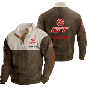Auto 86 Men's Stand Up Collar Base Shirt, Collar Hoodie Exclusive Logo For Car Motorcycles Fans CAR20012180 - Brown