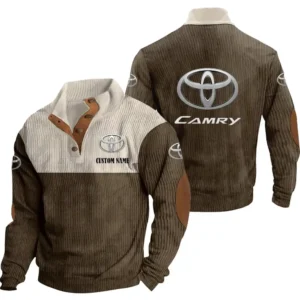 Car Men's Stand Up Collar Base Shirt, Collar Hoodie Exclusive Logo For Car Motorcycles Fans CAR20012181 - Brown