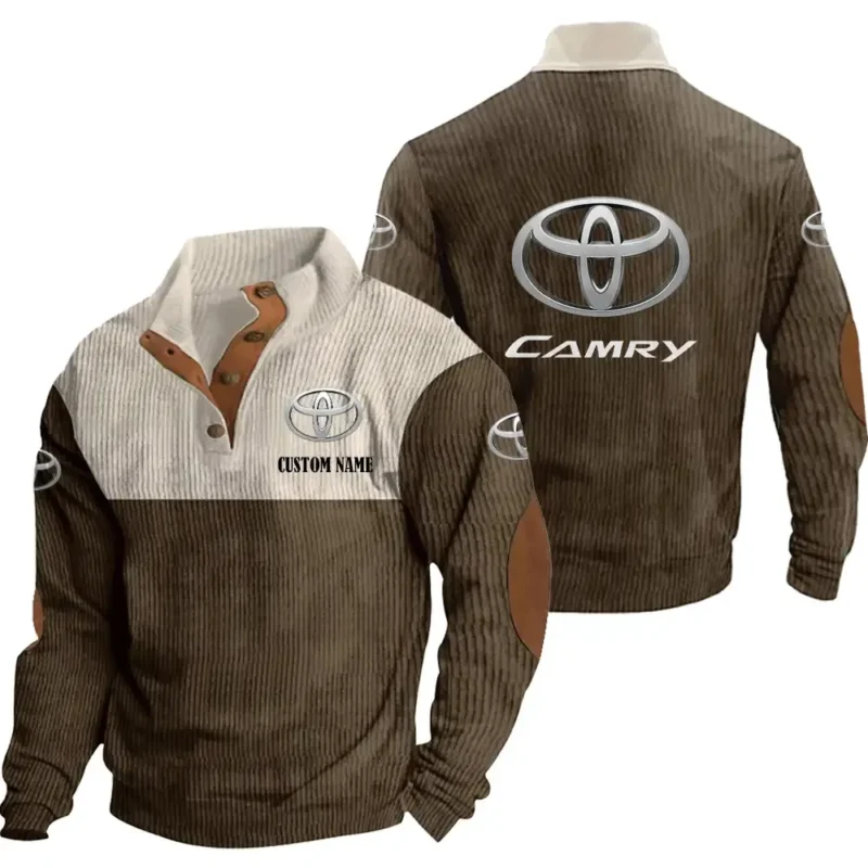Car Men's Stand Up Collar Base Shirt, Collar Hoodie Exclusive Logo For Car Motorcycles Fans CAR20012181 - Brown