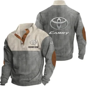 Car Men's Stand Up Collar Base Shirt, Collar Hoodie Exclusive Logo For Car Motorcycles Fans CAR20012181 - Grey