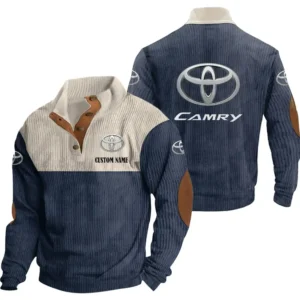 Car Men's Stand Up Collar Base Shirt, Collar Hoodie Exclusive Logo For Car Motorcycles Fans CAR20012181 - Navy Blue