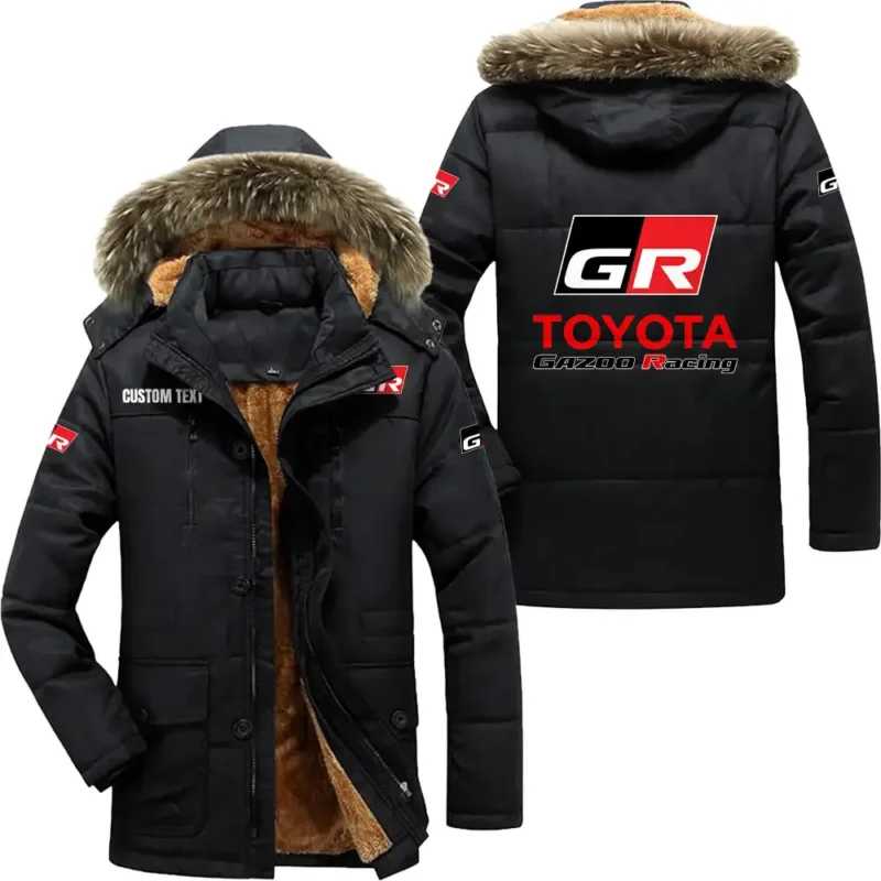Auto racing Parka hoodie, Coat with Hood Exclusive Logo For Car Motorcycles Lovers CAR7002082223 - Black