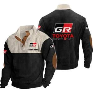 Auto racing Men's Stand Up Collar Base Shirt, Collar Hoodie Exclusive Logo For Car Motorcycles Fans CAR20012183 - Black