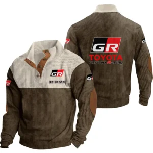 Auto racing Men's Stand Up Collar Base Shirt, Collar Hoodie Exclusive Logo For Car Motorcycles Fans CAR20012183 - Brown