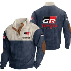 Auto racing Men's Stand Up Collar Base Shirt, Collar Hoodie Exclusive Logo For Car Motorcycles Fans CAR20012183 - Navy Blue