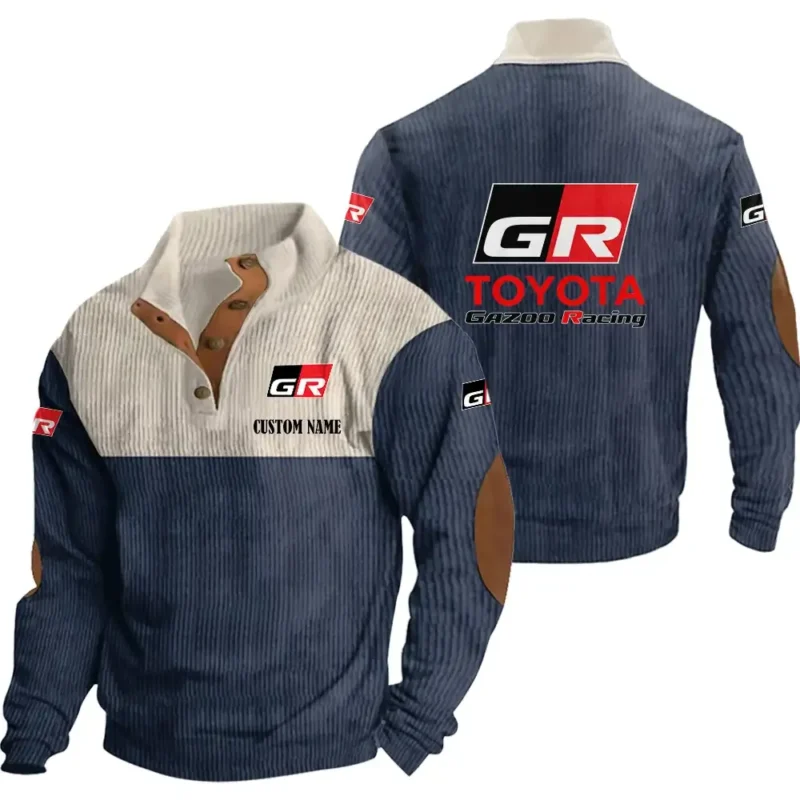 Auto racing Men's Stand Up Collar Base Shirt, Collar Hoodie Exclusive Logo For Car Motorcycles Fans CAR20012183 - Navy Blue