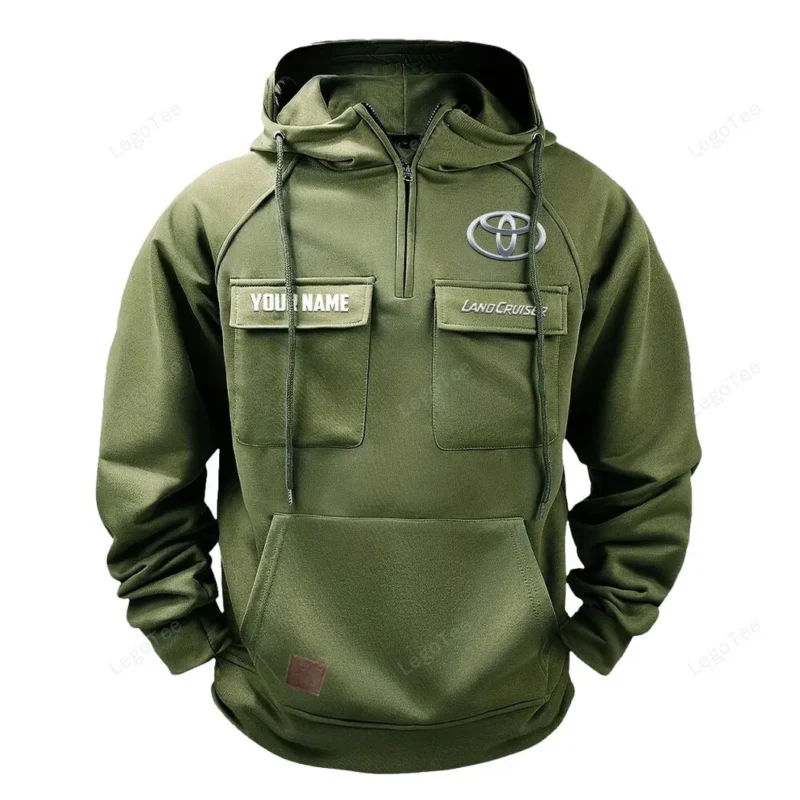 Auto Vintage Auto Hoodie Tactical Quarter Zip, Hoodie Exclusive Logo For Auto Vintage Auto Lovers - Army Green CAR109021425345-1
