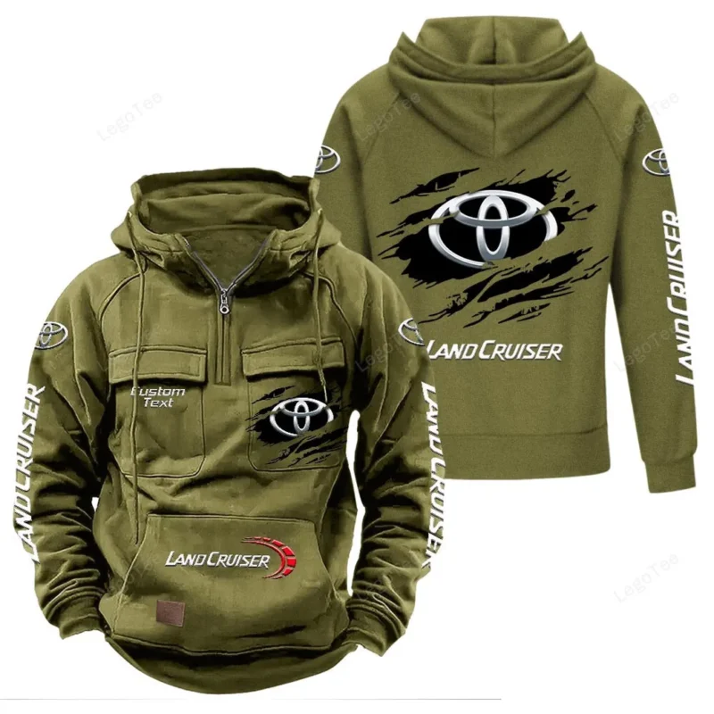 Auto Vintage Auto Hoodie Tactical Quarter Zip, Hoodie Exclusive Logo For Auto Vintage Auto Lovers - Army Green CAR122021425013-1