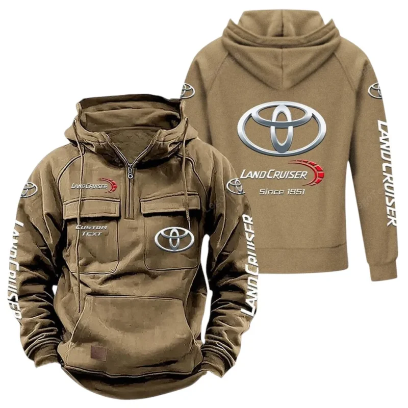 Auto Vintage Auto Hoodie Tactical Quarter Zip, Hoodie Exclusive Logo For Auto Vintage Auto Lovers - Khaki CAR96021425691-4