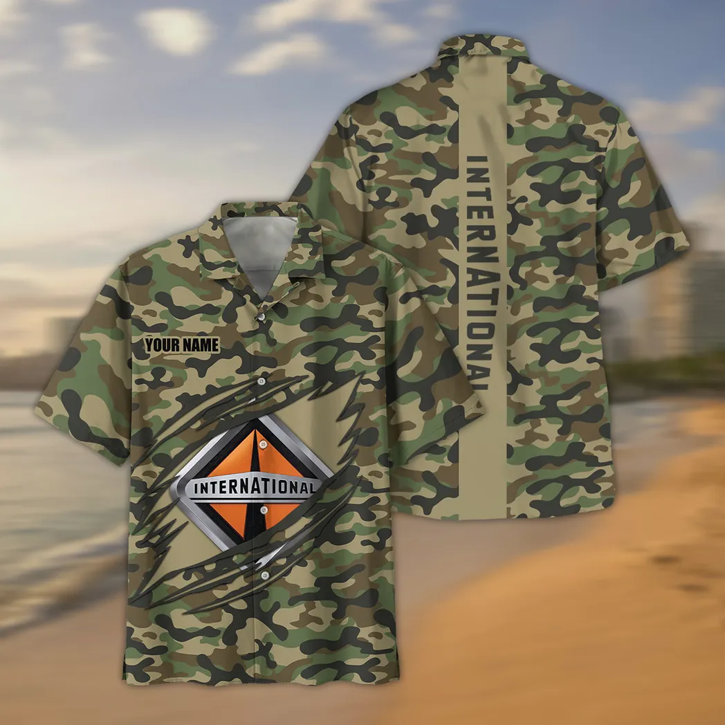 Tractor Lovers Gift Hawaiian Shirt, Button up Shirt Camo Style For Car Owners, Custom Name CAR210040825709