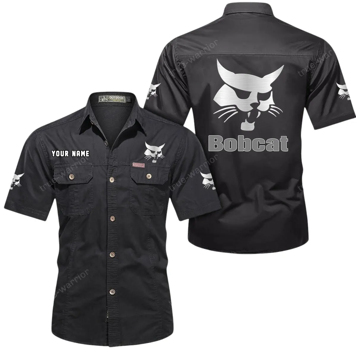 Tractor Lovers Gift Short Sleeved Shirt, Button Up Shirt Exclusive Logo For Car Owners CAR444052625876 - Black