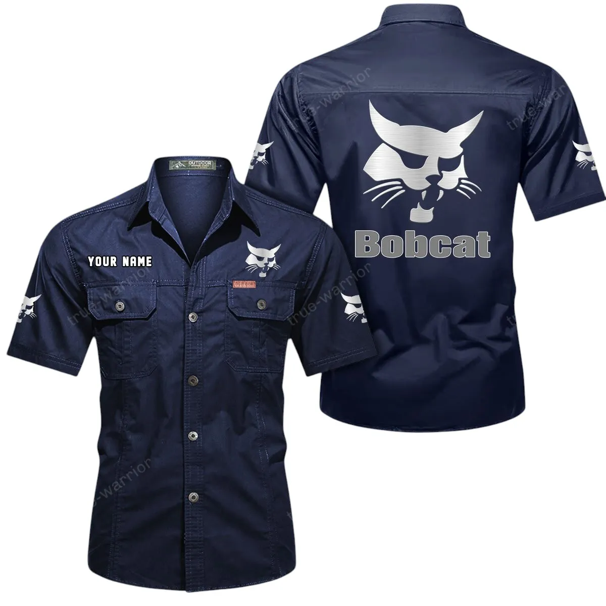 Tractor Lovers Gift Short Sleeved Shirt, Button Up Shirt Exclusive Logo For Car Owners CAR444052625876 - Dark Blue