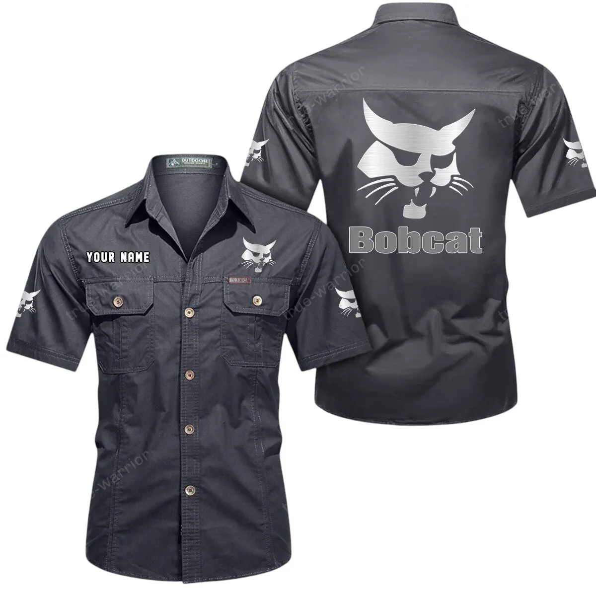 Tractor Lovers Gift Short Sleeved Shirt, Button Up Shirt Exclusive Logo For Car Owners CAR444052625876 - Gray