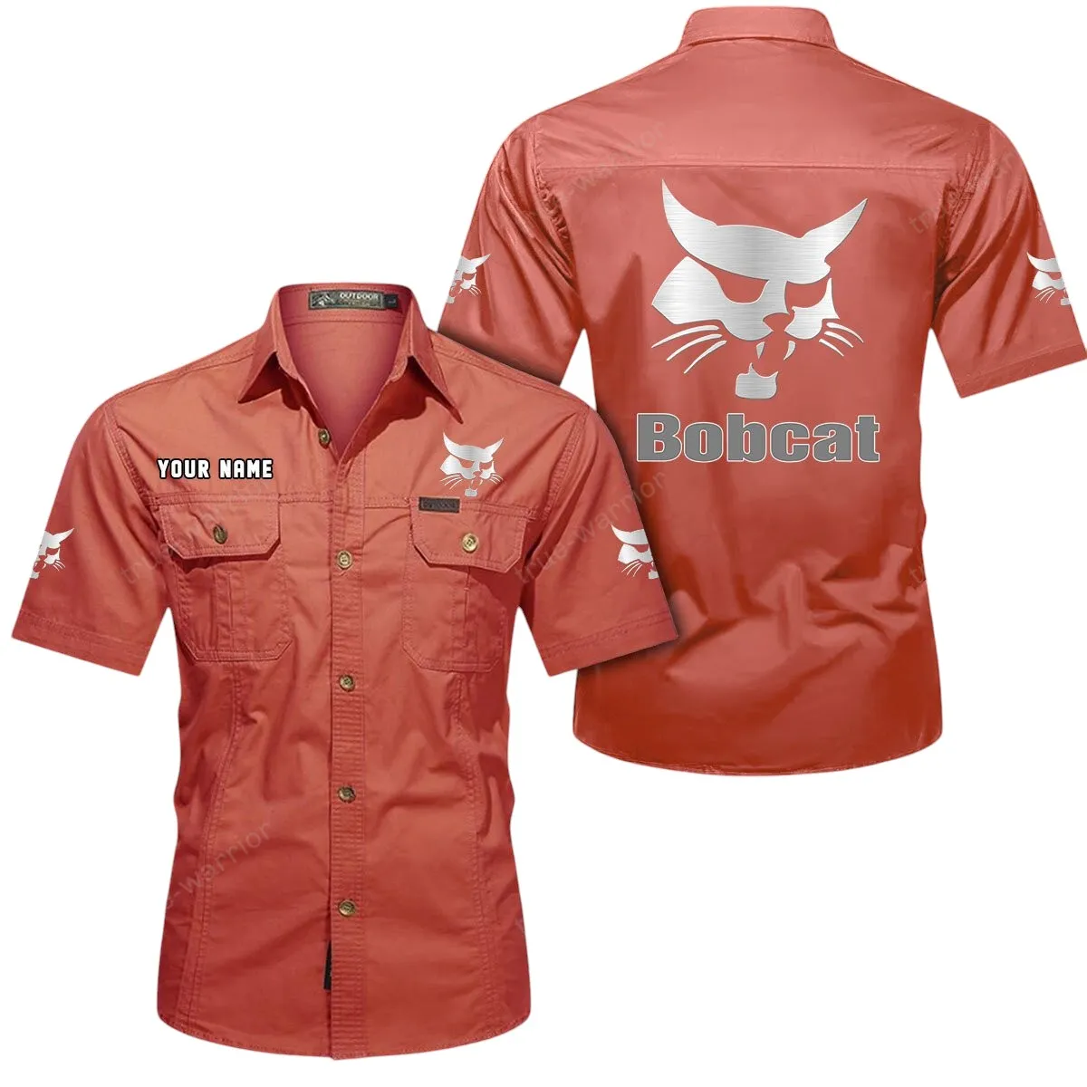 Tractor Lovers Gift Short Sleeved Shirt, Button Up Shirt Exclusive Logo For Car Owners CAR444052625876 - Red
