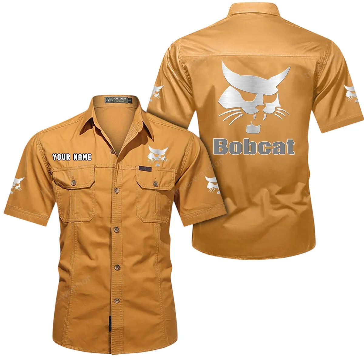 Tractor Lovers Gift Short Sleeved Shirt, Button Up Shirt Exclusive Logo For Car Owners CAR444052625876 - Turmeric