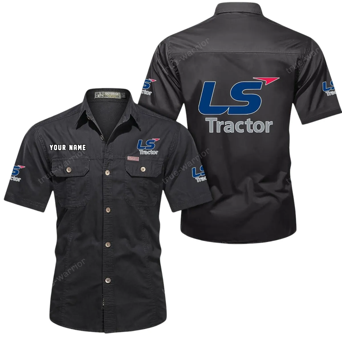 Tractor Lovers Gift Short Sleeved Shirt, Button Up Shirt Exclusive Logo For Car Owners CAR444052625898 - Black