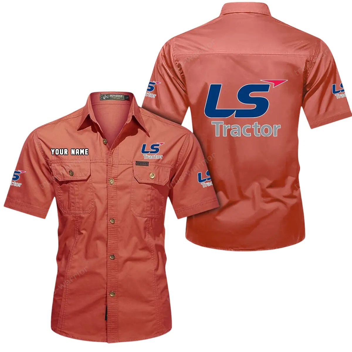 Tractor Lovers Gift Short Sleeved Shirt, Button Up Shirt Exclusive Logo For Car Owners CAR444052625898 - Red