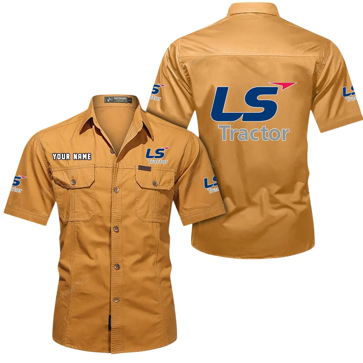 Tractor Lovers Gift Short Sleeved Shirt, Button Up Shirt Exclusive Logo For Car Owners CAR444052625898 - Turmeric