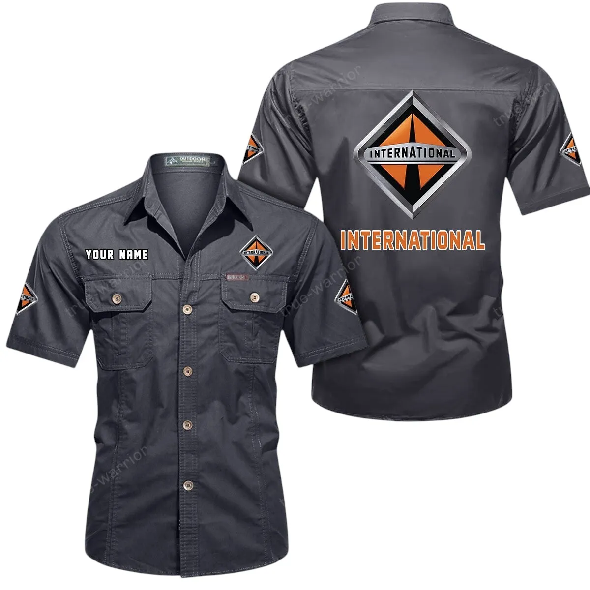 Tractor Lovers Gift Short Sleeved Shirt, Button Up Shirt Exclusive Logo For Car Owners CAR444052625908 - Gray