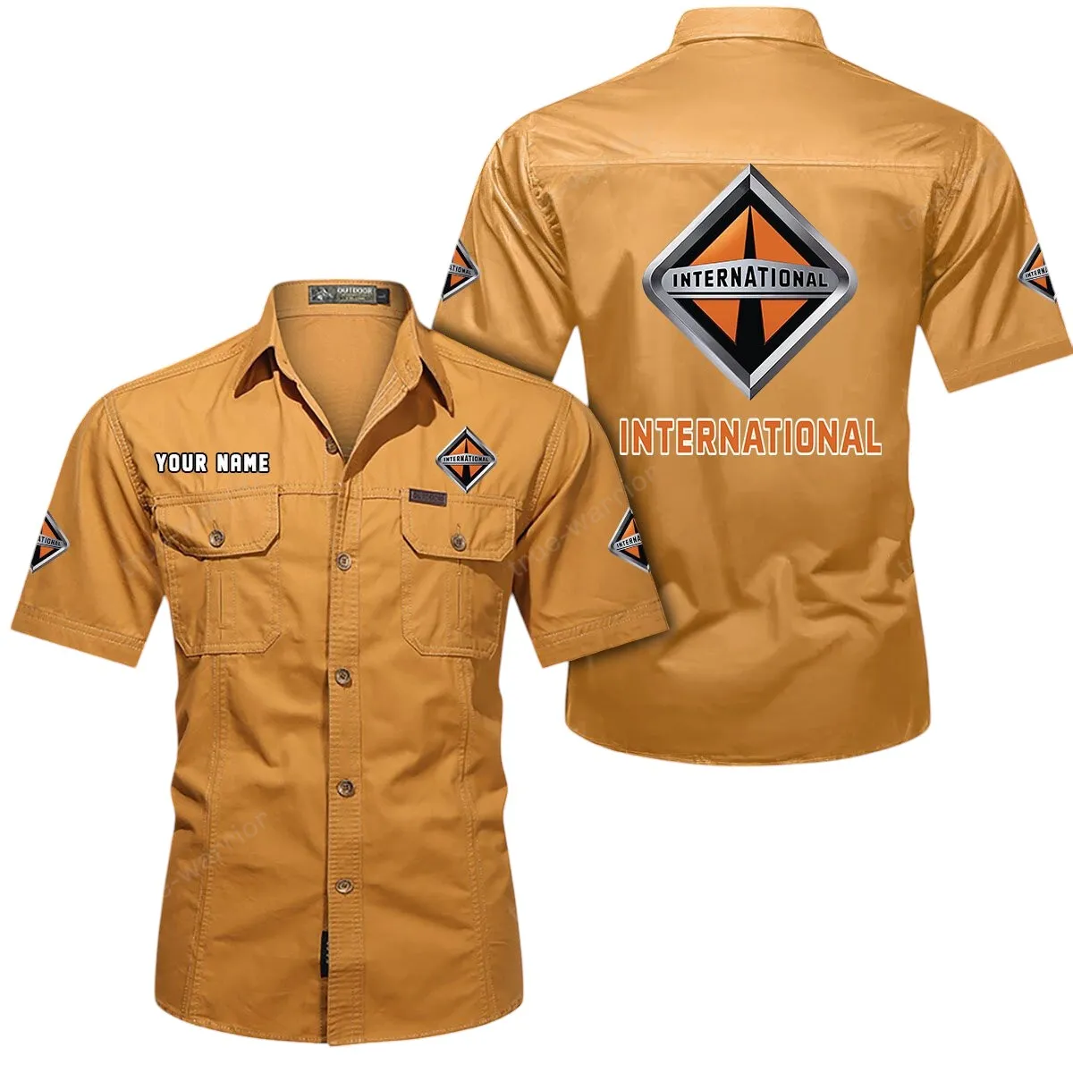 Tractor Lovers Gift Short Sleeved Shirt, Button Up Shirt Exclusive Logo For Car Owners CAR444052625908 - Turmeric