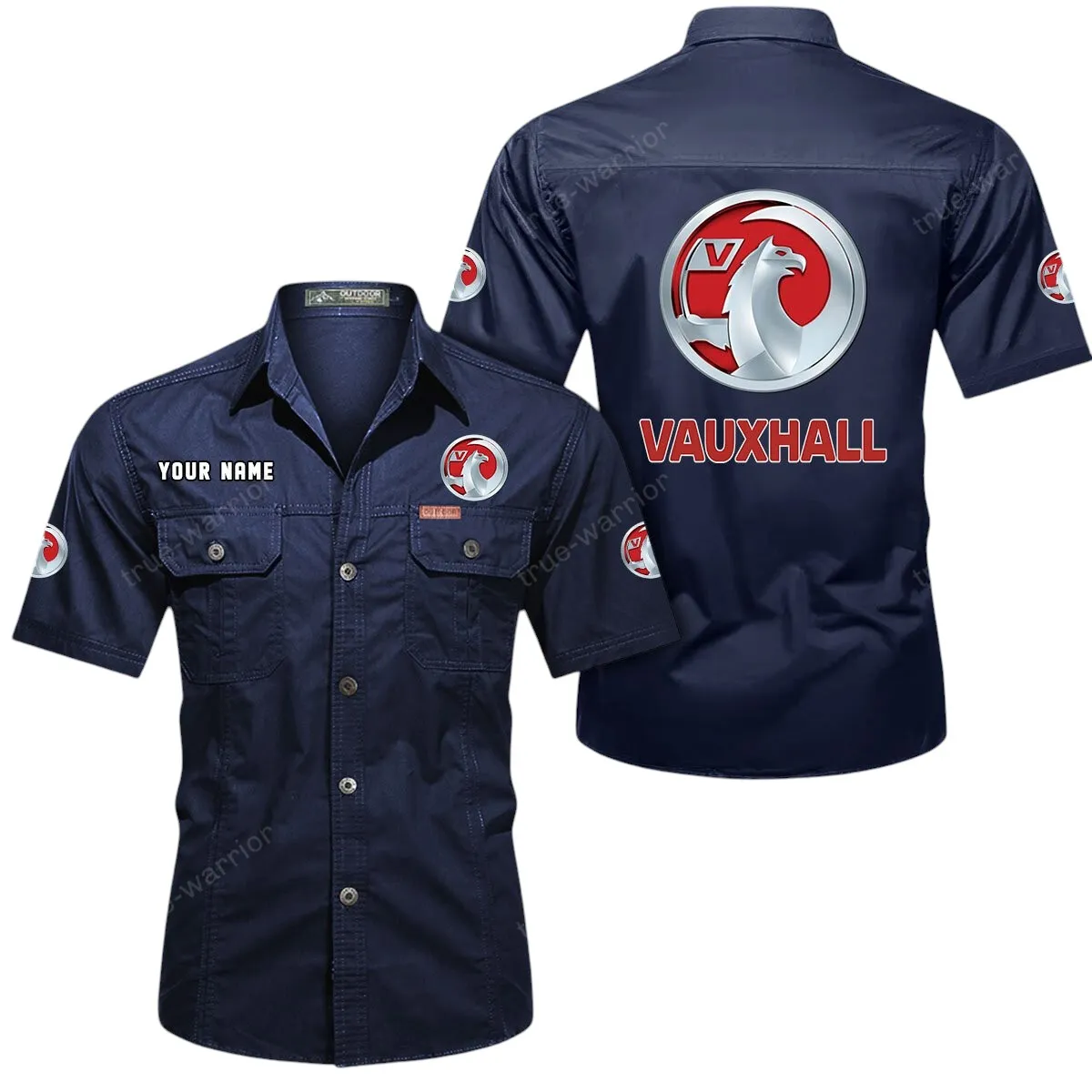 Tractor Lovers Gift Short Sleeved Shirt, Button Up Shirt Exclusive Logo For Car Owners CAR444052625930 - Dark Blue