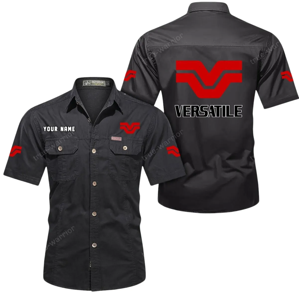 Tractor Lovers Gift Short Sleeved Shirt, Button Up Shirt Exclusive Logo For Car Owners CAR444052625942 - Black