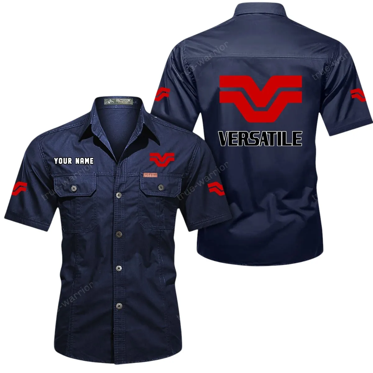Tractor Lovers Gift Short Sleeved Shirt, Button Up Shirt Exclusive Logo For Car Owners CAR444052625942 - Dark Blue