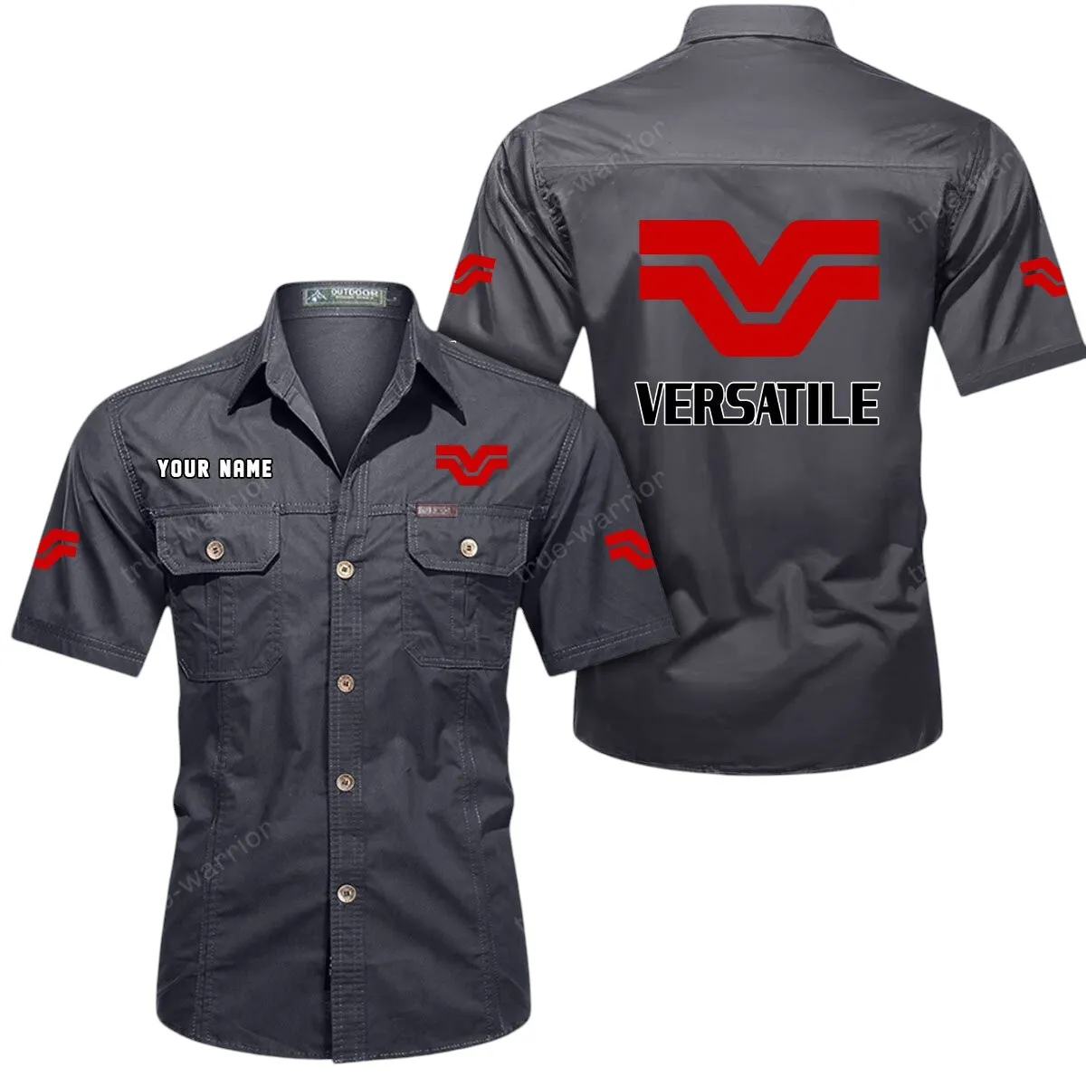 Tractor Lovers Gift Short Sleeved Shirt, Button Up Shirt Exclusive Logo For Car Owners CAR444052625942 - Gray