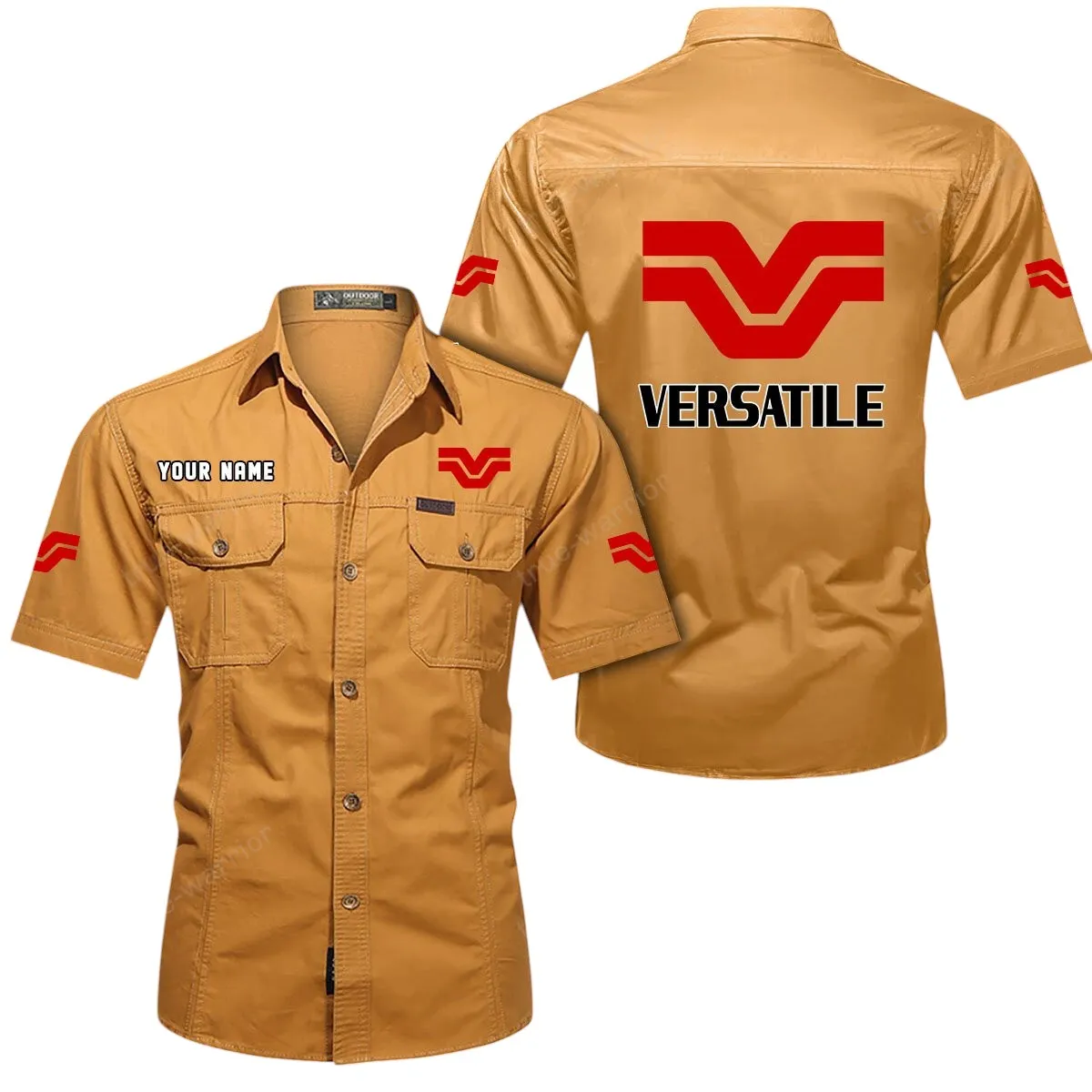 Tractor Lovers Gift Short Sleeved Shirt, Button Up Shirt Exclusive Logo For Car Owners CAR444052625942 - Turmeric