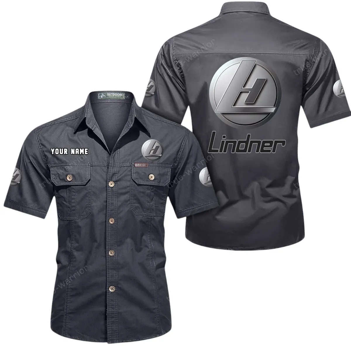 Tractor Lovers Gift Short Sleeved Shirt, Button Up Shirt Exclusive Logo For Car Owners CAR444052625950 - Gray