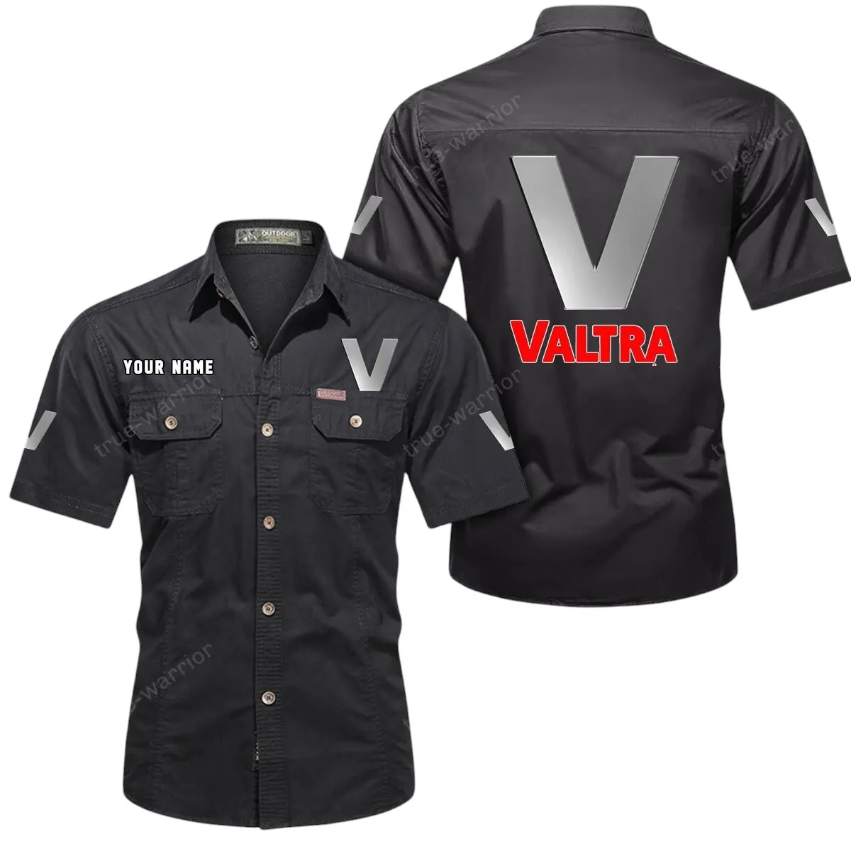 Tractor Lovers Gift Short Sleeved Shirt, Button Up Shirt Exclusive Logo For Car Owners CAR444052625951 - Black