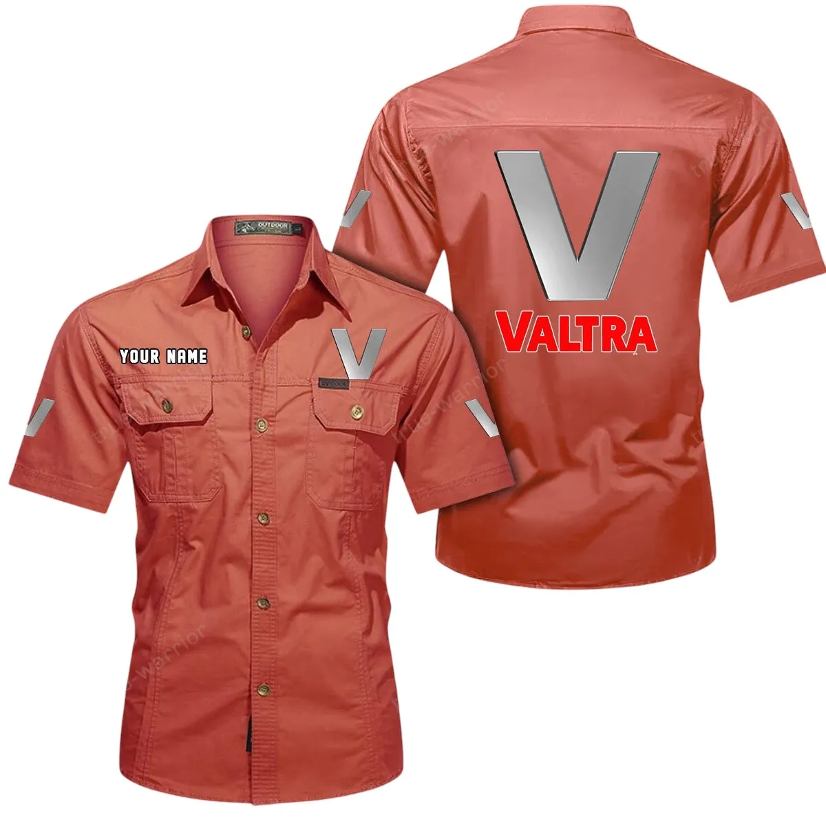 Tractor Lovers Gift Short Sleeved Shirt, Button Up Shirt Exclusive Logo For Car Owners CAR444052625951 - Red