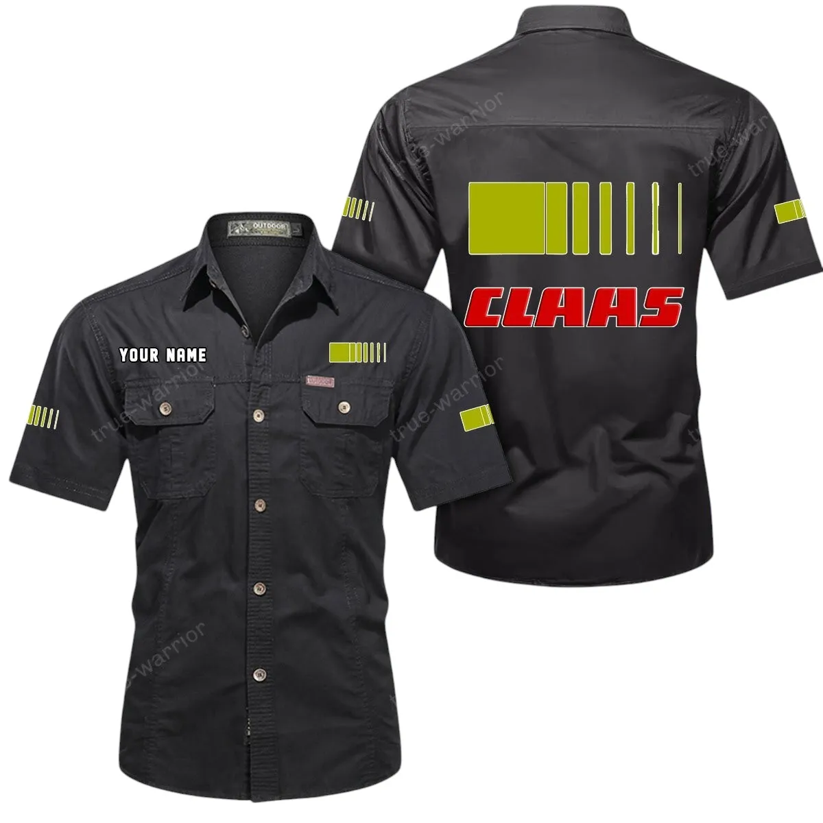 Tractor Lovers Gift Short Sleeved Shirt, Button Up Shirt Exclusive Logo For Car Owners CAR444052625961 - Black