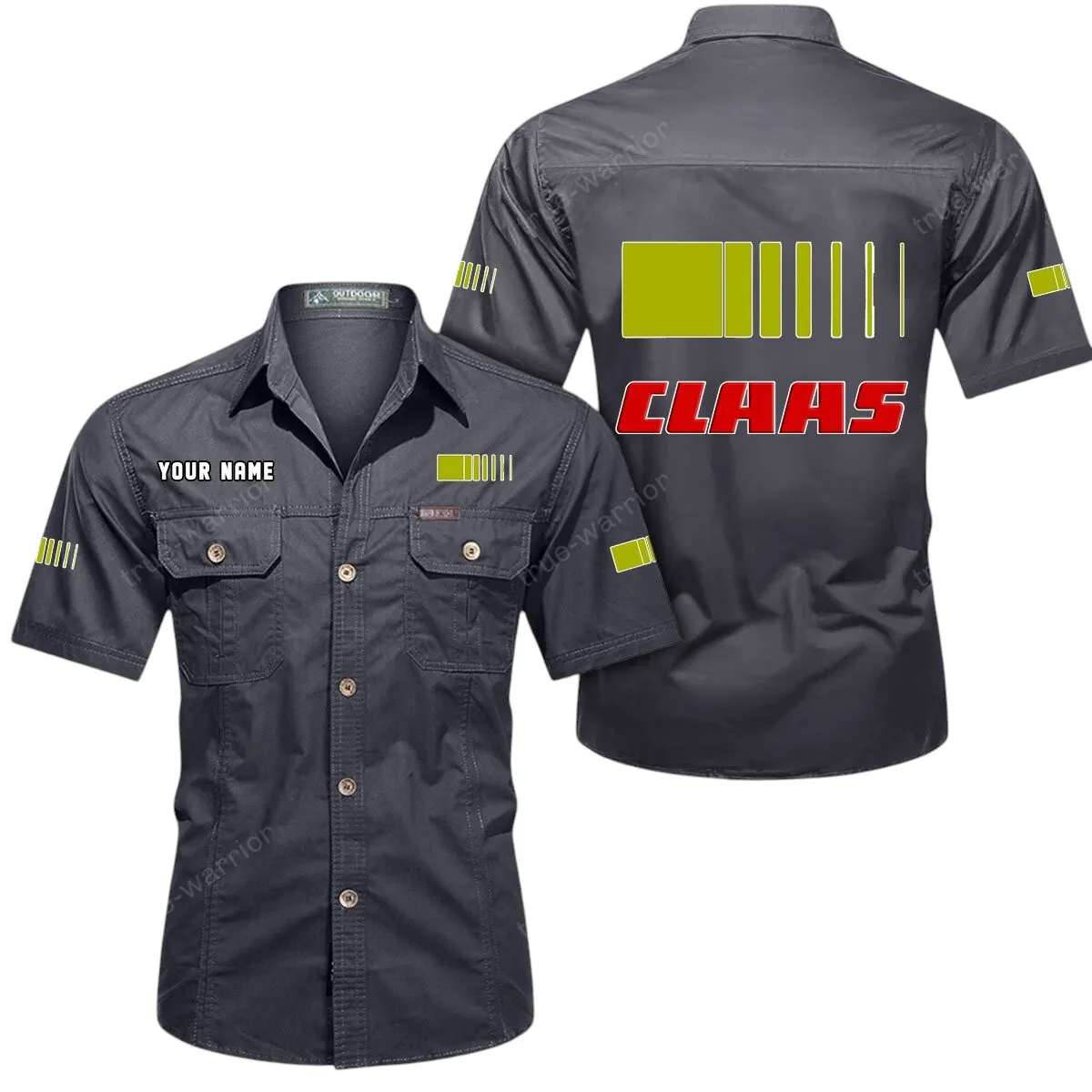 Tractor Lovers Gift Short Sleeved Shirt, Button Up Shirt Exclusive Logo For Car Owners CAR444052625961 - Gray